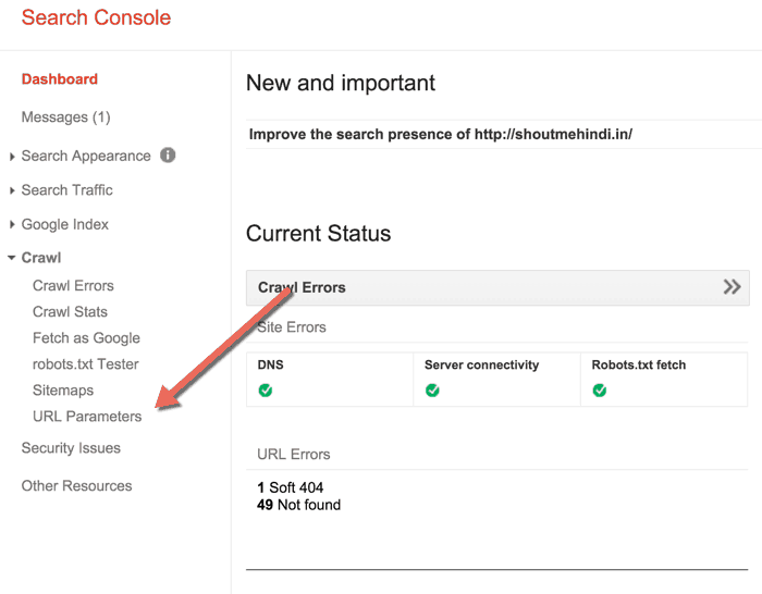 URL Parameters Hindi - Search console