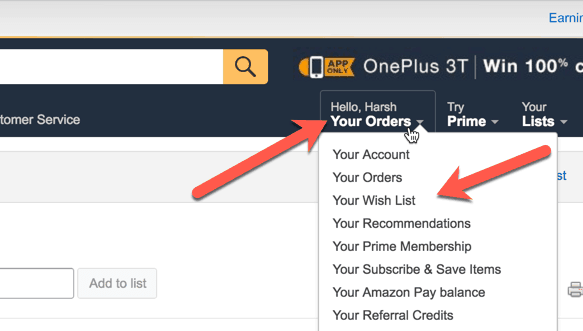 accessing-Amazon-Wish-list
