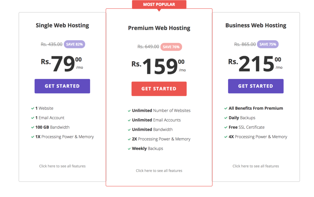 Hostinger hosting pricing